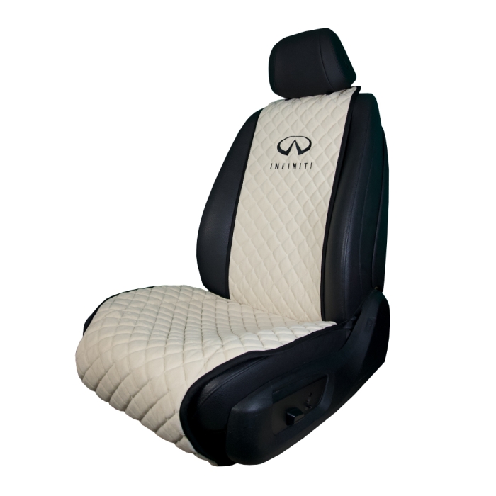 Накидки на сидения Накидка на переднее сиденье с вышивкой Infiniti (Белая)